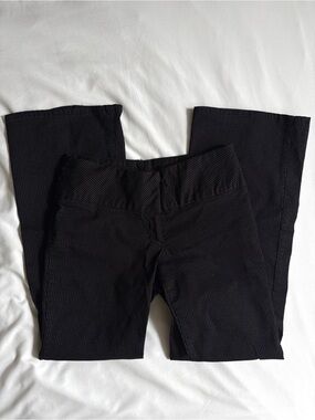 black pinstripe cropped capri bootcut  pants